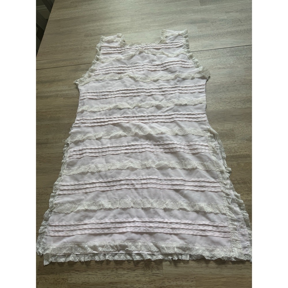 VTG Slip Dress Nightgown Mini Lace Ruffle Lace 40s Fairy Coquette Medium FLAW